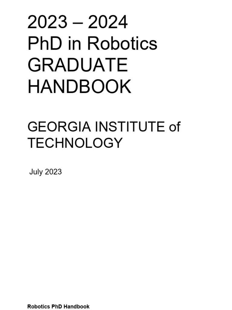 Robotics PHD Handbook 23-24 | PDF | Thesis | Doctor Of Philosophy