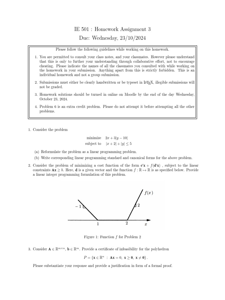 IE 501 Homework Assignment 3 Guidelines | PDF | Linear Programming ...