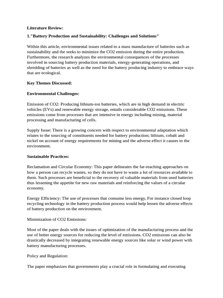 Literature Review Final | PDF | Lithium Ion Battery | Electric Vehicle