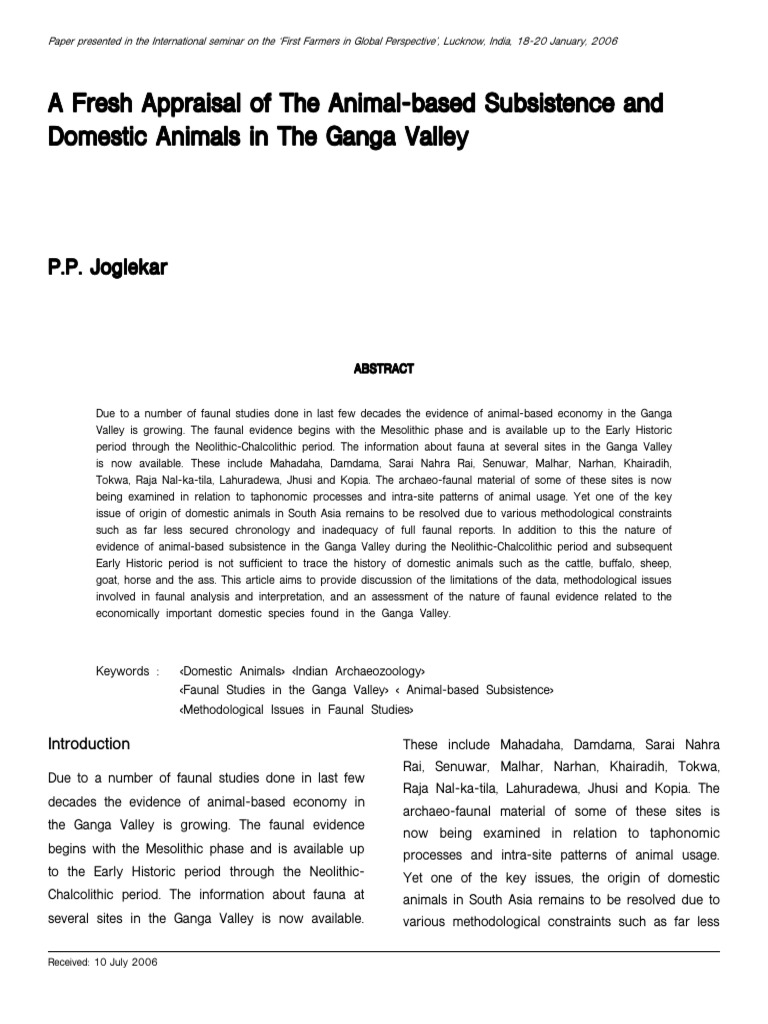 A Fresh Appraisal of The Animal-Based Subsistence and | PDF | Principal ...
