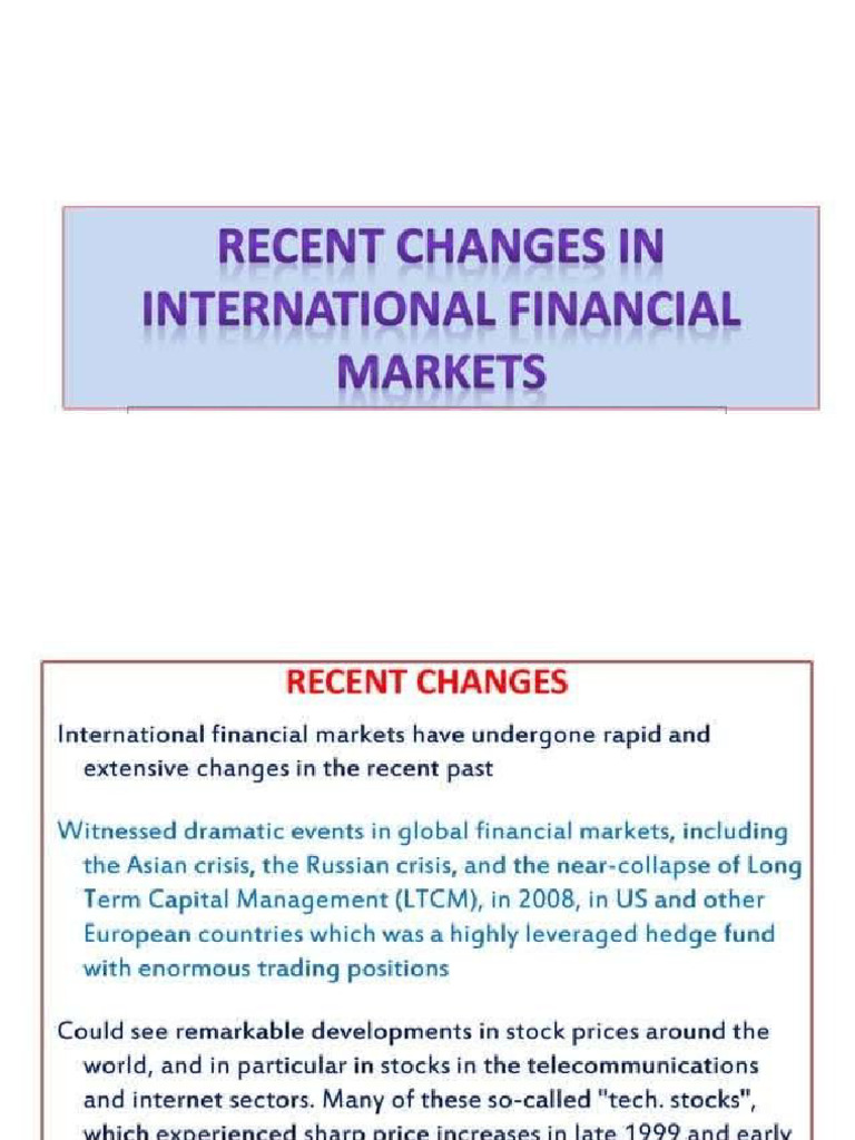 Recent Changes in International Finance | PDF