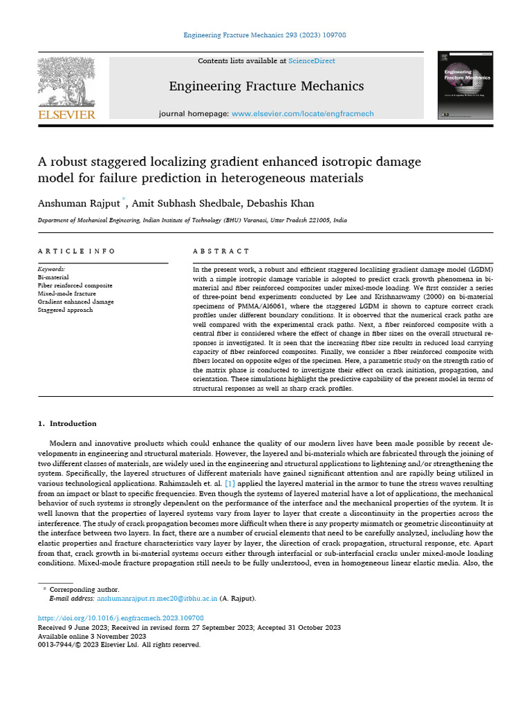 Gradient Damage Model for Crack Prediction | PDF | Fracture | Composite ...