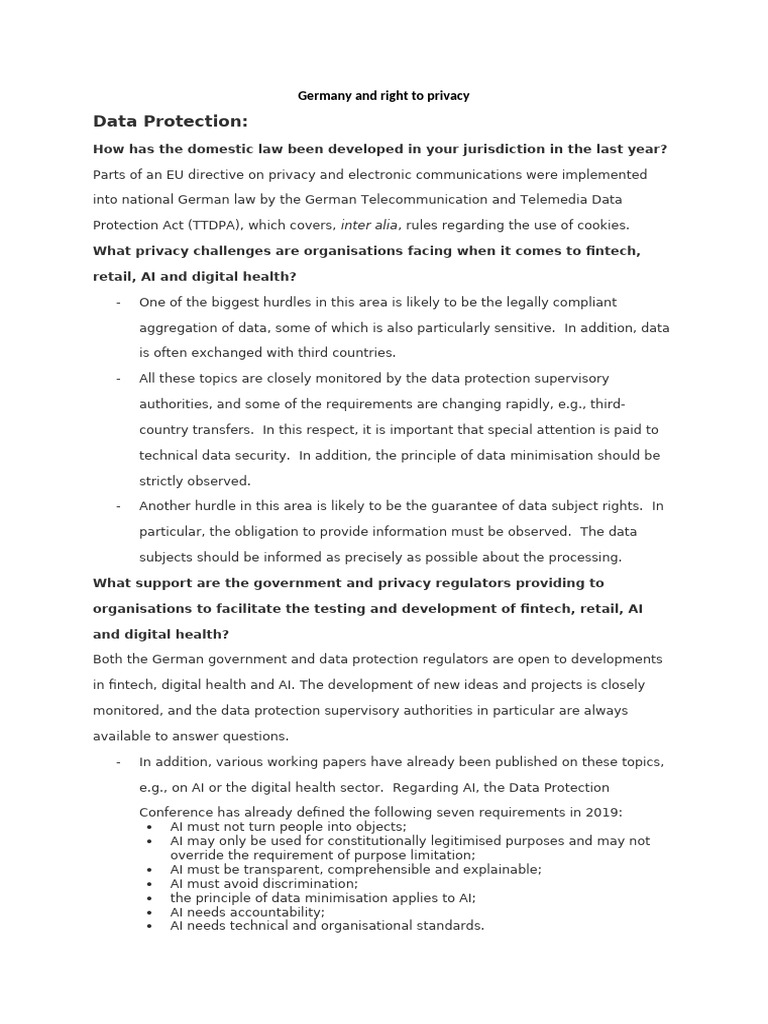 Germany and Right To Privacy | PDF | Privacy | Information Privacy
