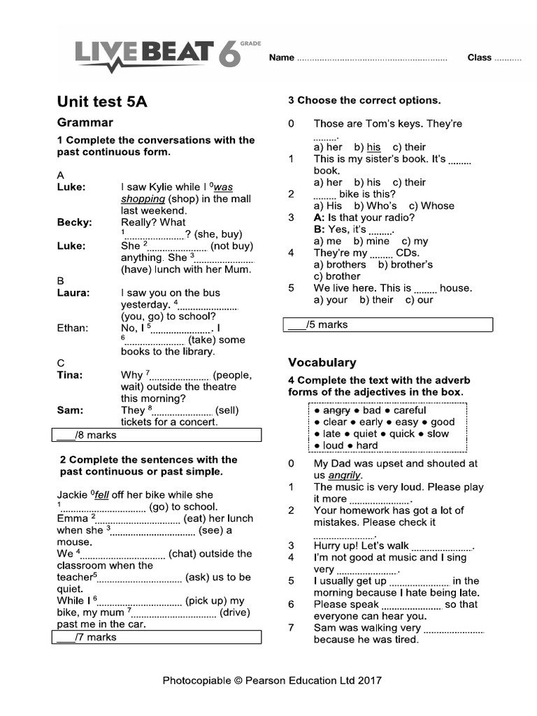 Test Unit 5 Pearson Pdf