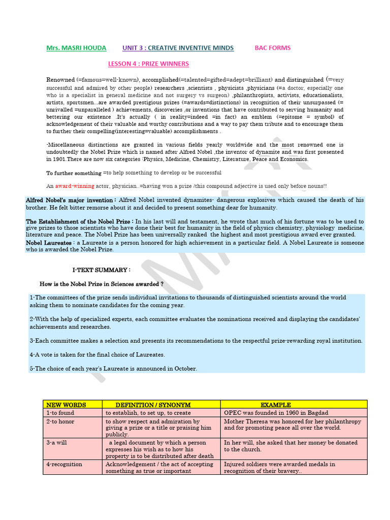 Nobel Prize Overview and Women Entrepreneurs | PDF | Human Capital ...
