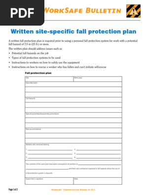 TBM Guide - Written fall protection plan