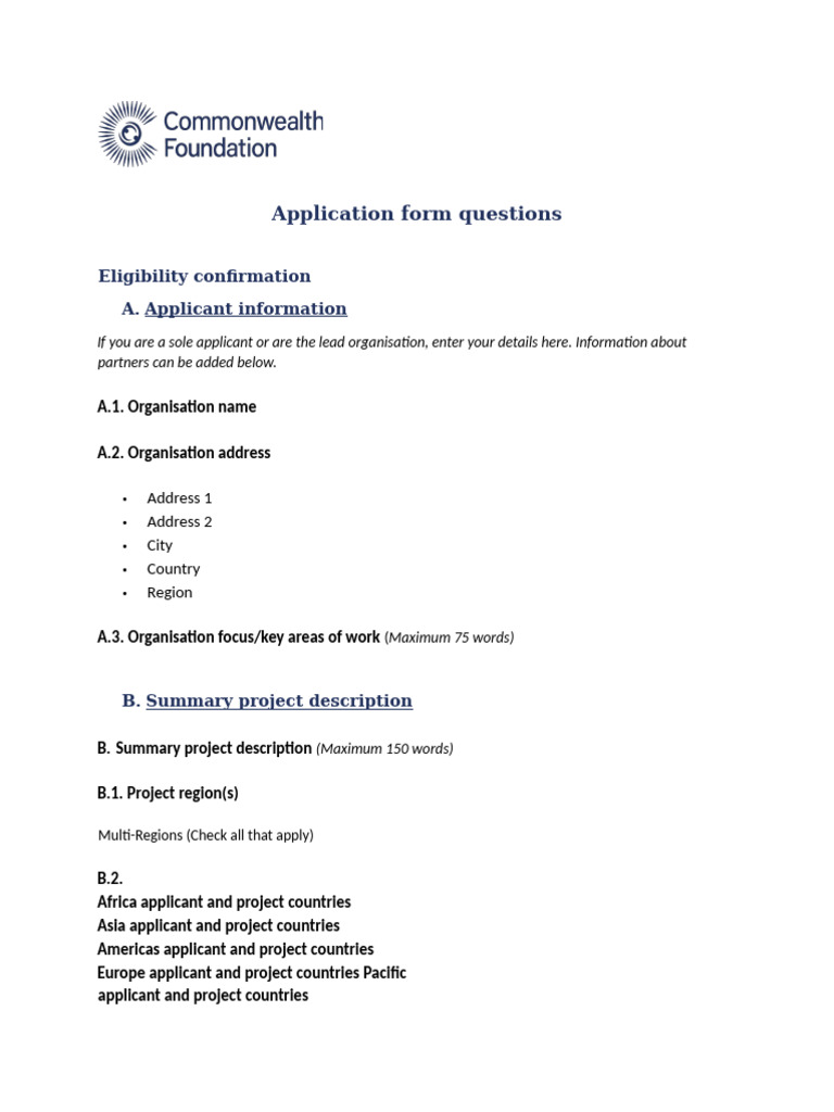 Grant Application Form Guidelines | PDF | Information