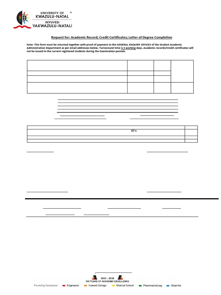 Academic Records Application Form (CSR01) | PDF