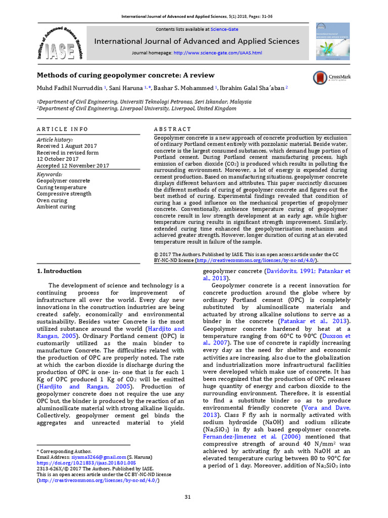 Curing Methods for Geopolymer Concrete | PDF | Concrete | Cement