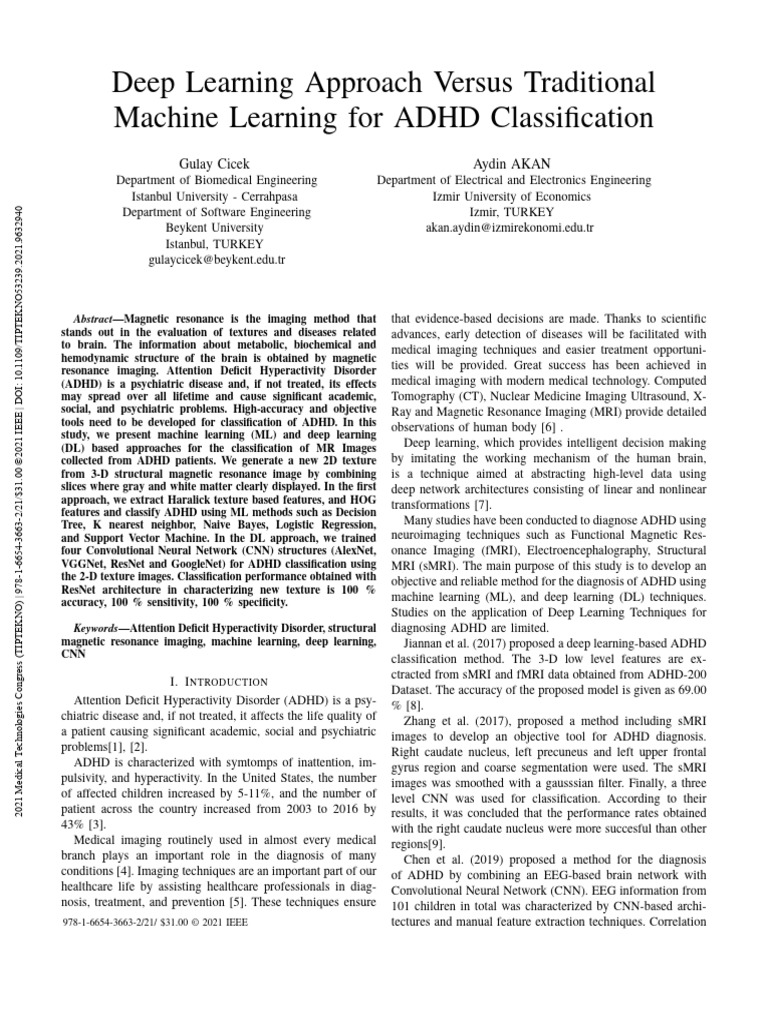 ADHD Classification: Deep vs. Traditional ML | PDF | Medical Imaging ...