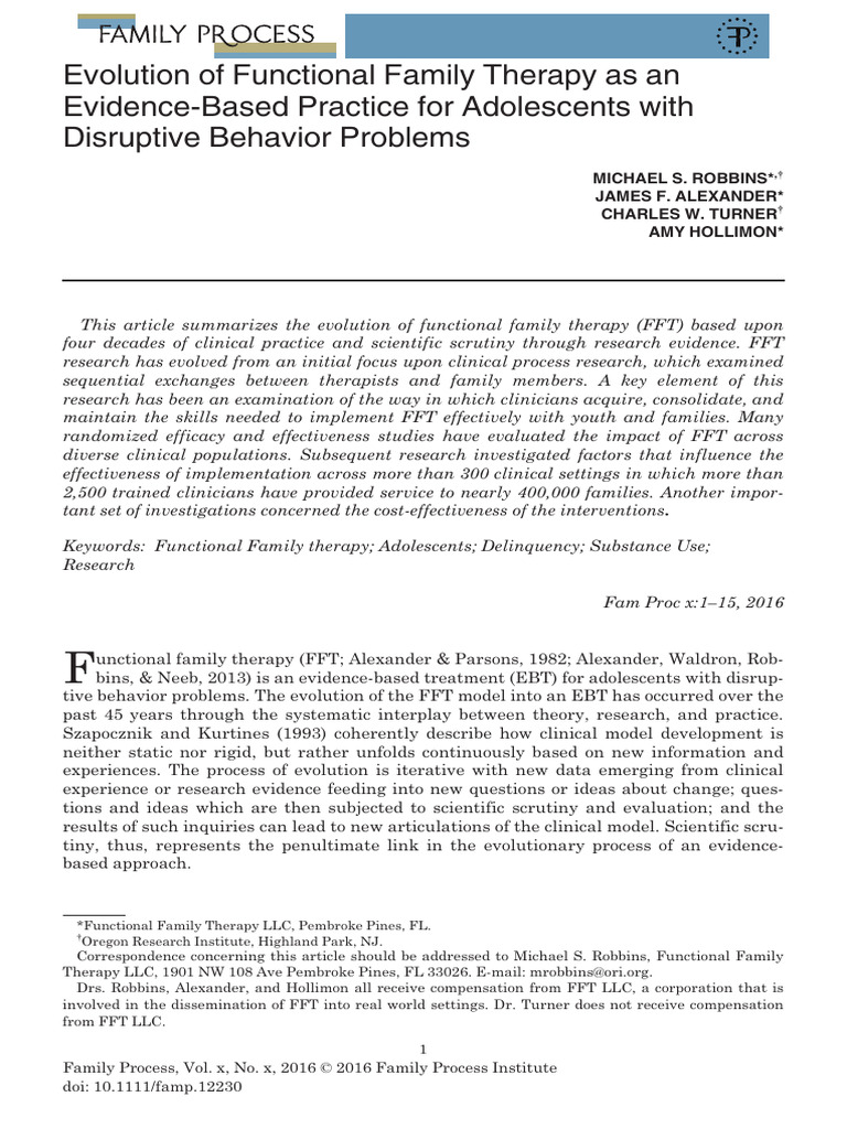 Functional Family Therapy Research Overview | PDF | Psychotherapy ...
