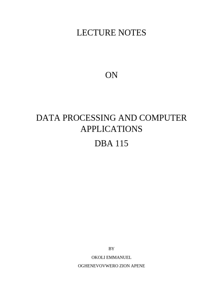 Lecture Notes | PDF