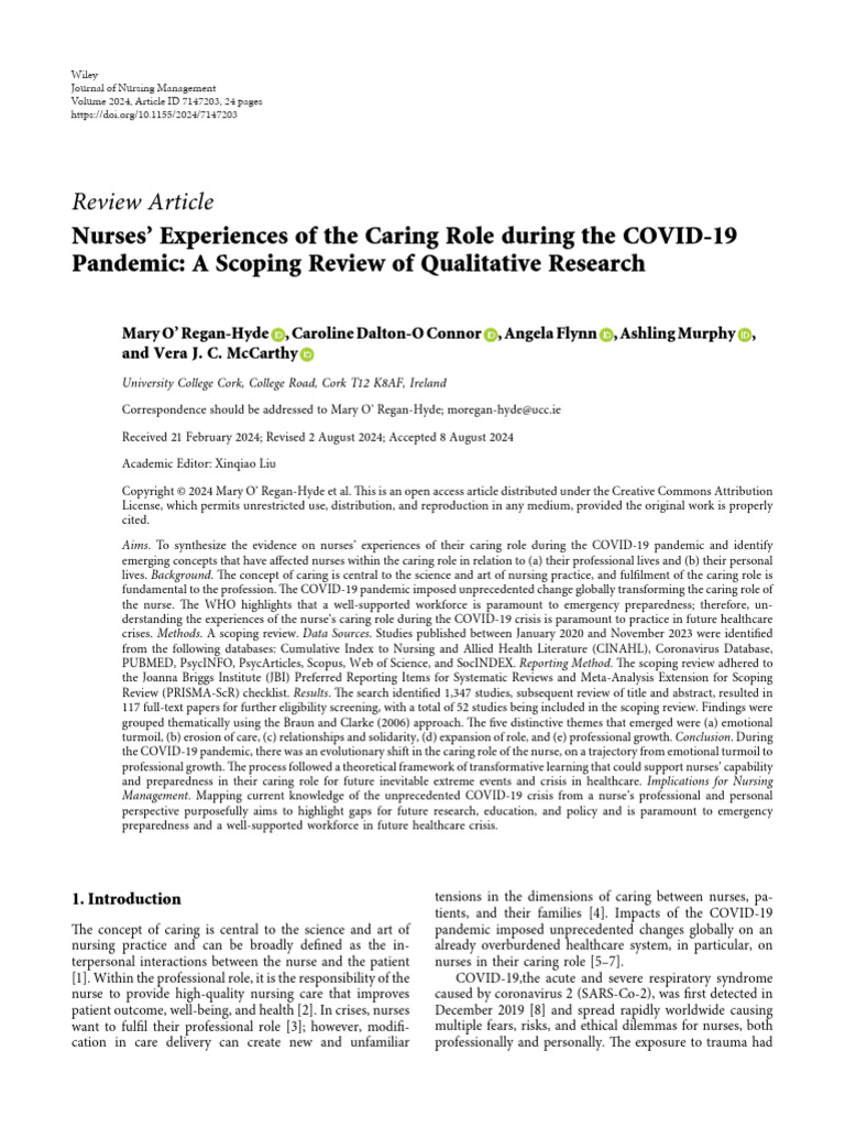 Nurses - Experiences - of - The - Caring - Role - During - The - Covid ...