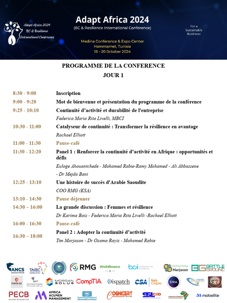 Programme de la Conférence sur la Continuité | PDF | Ingénierie ...