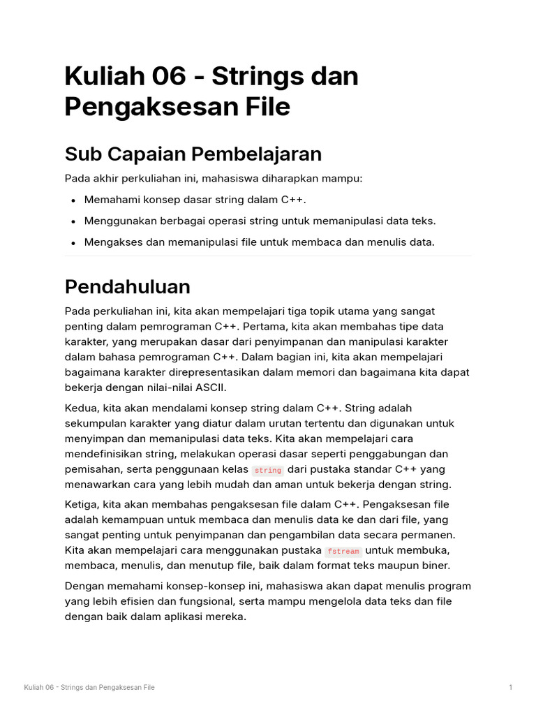 Pengaksesan File dan Manipulasi String C++ | PDF | Komputer | Teknologi ...