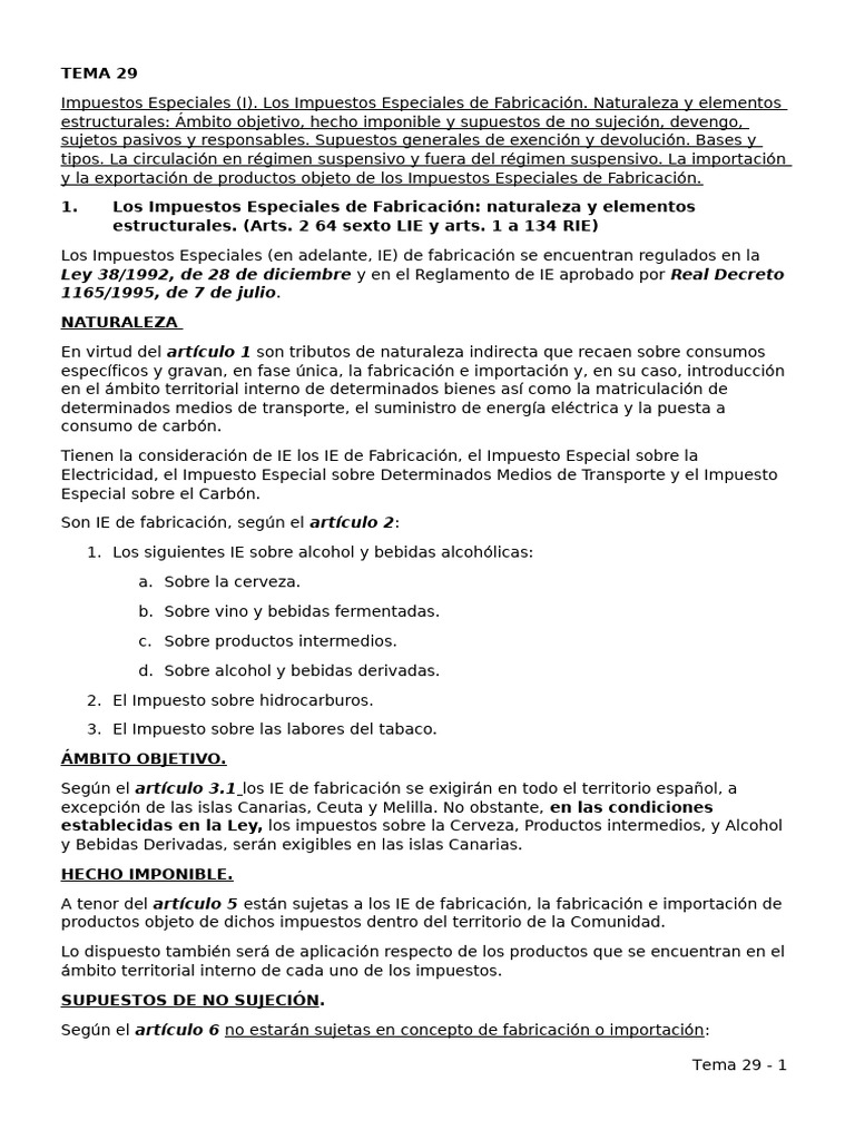 Impuestos Especiales de Fabricación | PDF | Impuestos | aduana