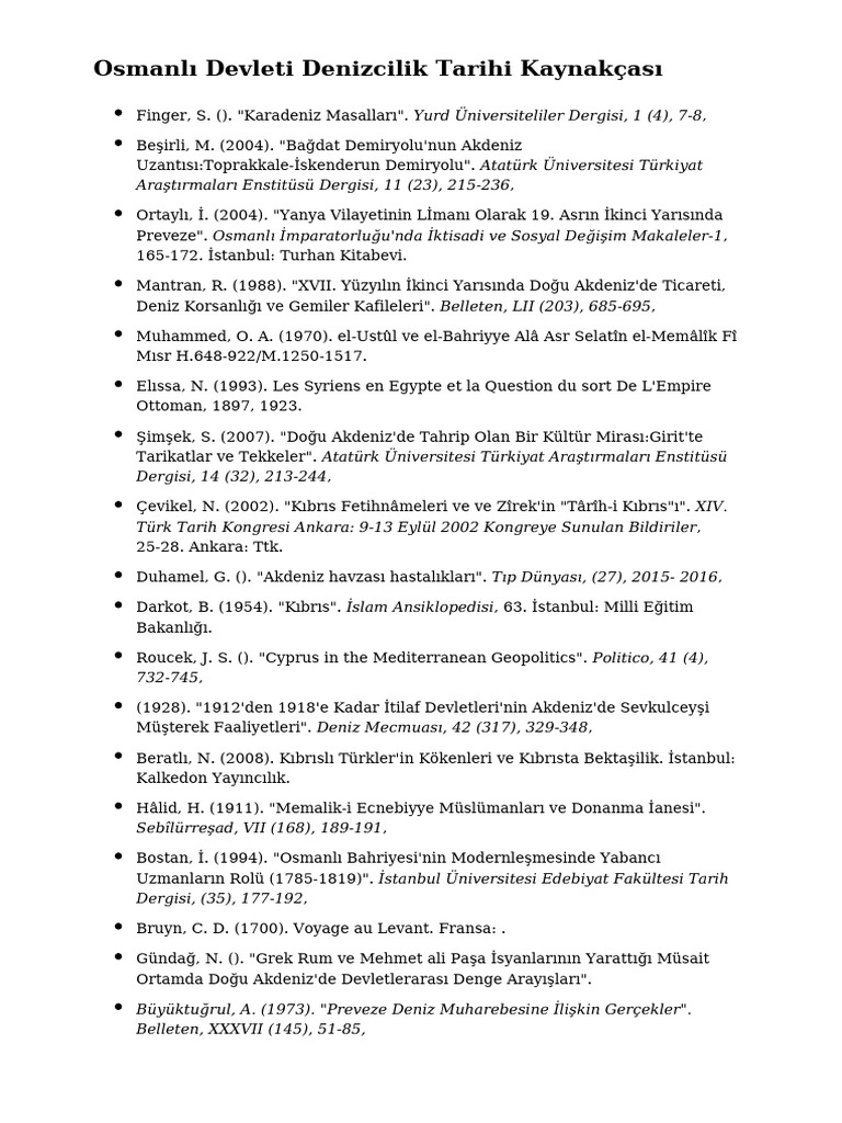 Osmanli Devleti Denizcilik Tarihi Kaynakcasi | PDF