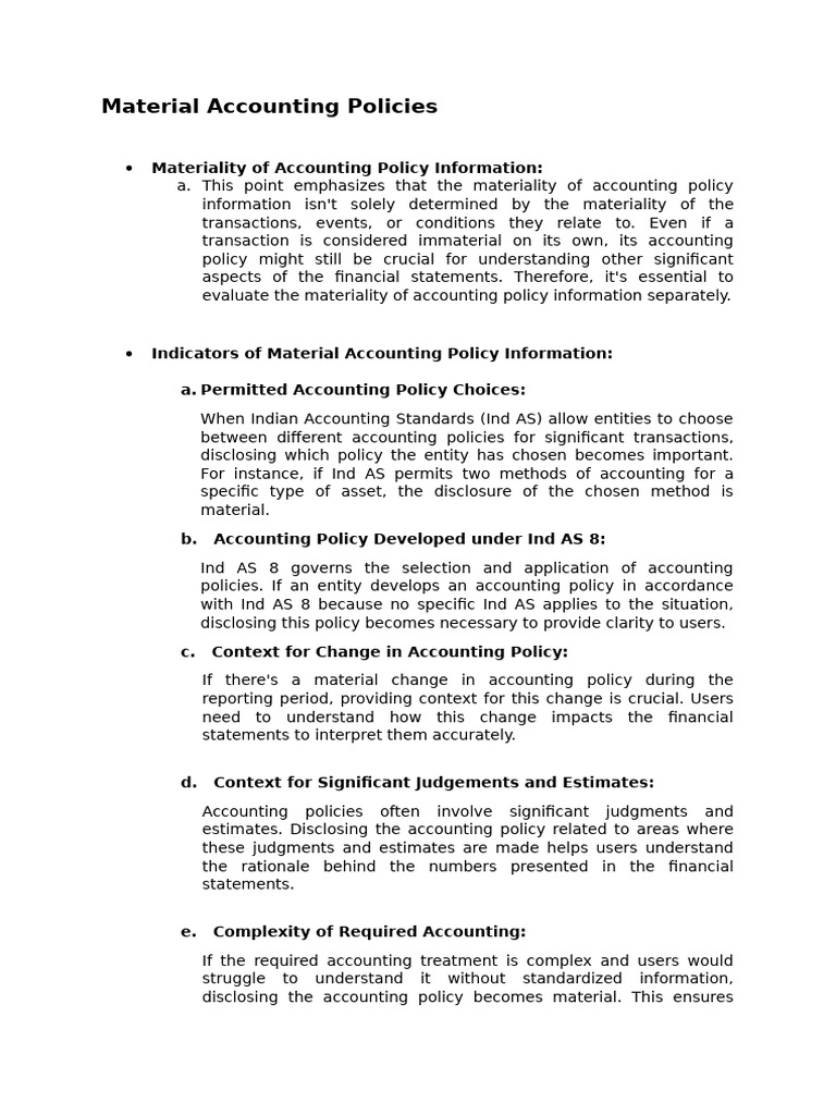 Material Accounting Policies | PDF | Accounting | Business