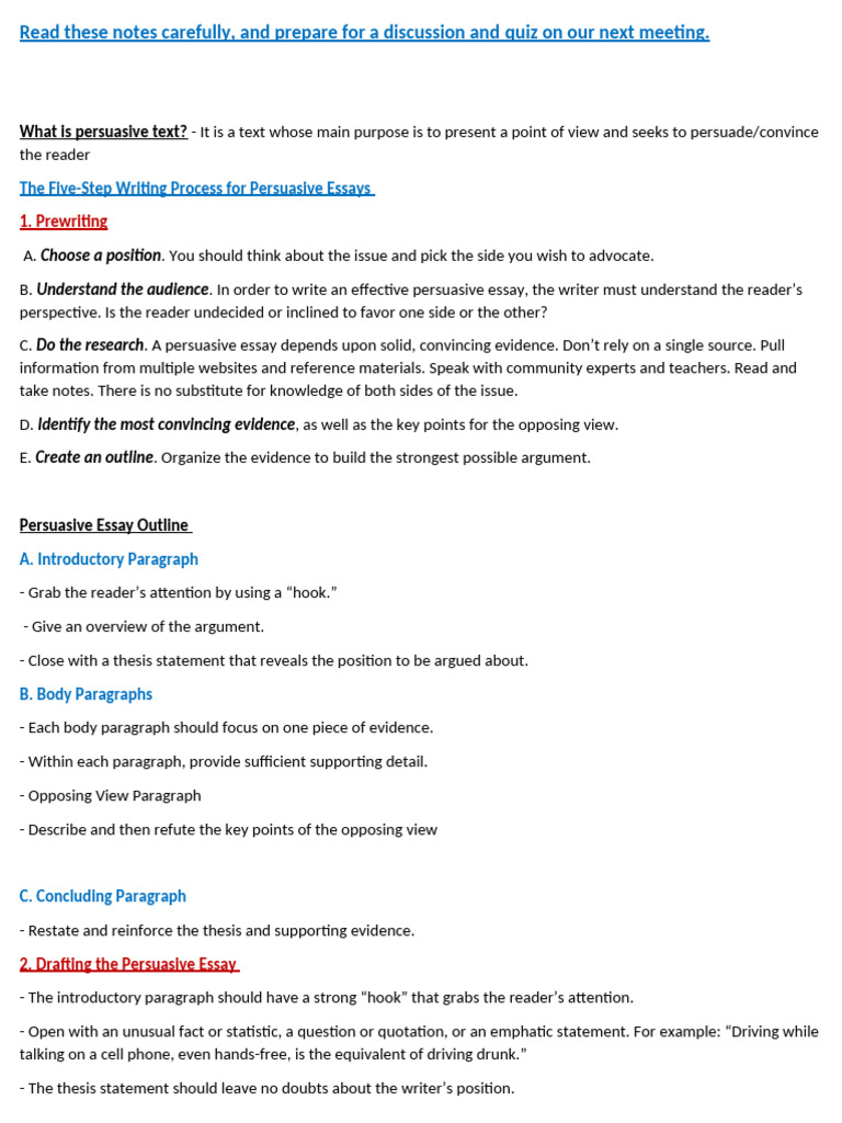 Guide to Writing Persuasive Essays | PDF | Essays | Cognitive Science