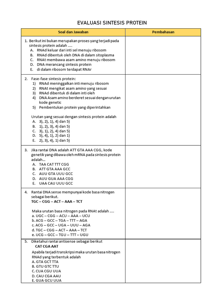 Fase Sintesis Protein dalam Sel | PDF