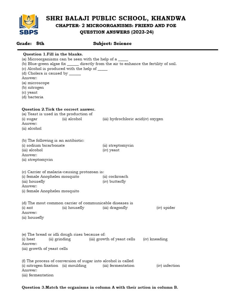 Grade 8 chapter 2 microorganisms friend and foe pdf microorganism