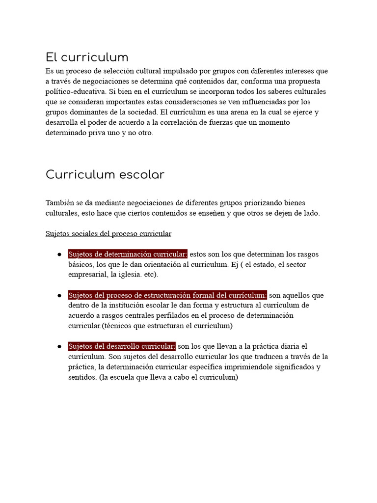 Análisis del Currículum Escolar y su Enseñanza | PDF | Plan de estudios ...