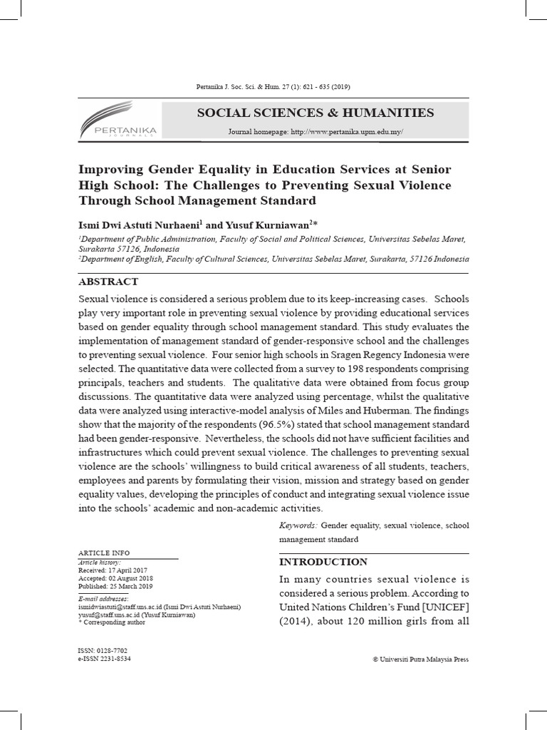 Gender Equality in High School Education | PDF | Violence | Sexual Violence