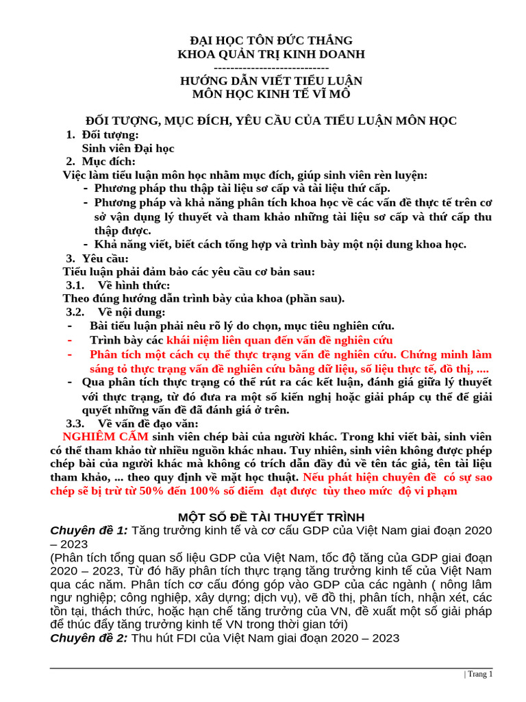 Huong Dan Viet Tieu Luan Mon Hoc Clc 2024 Pdf