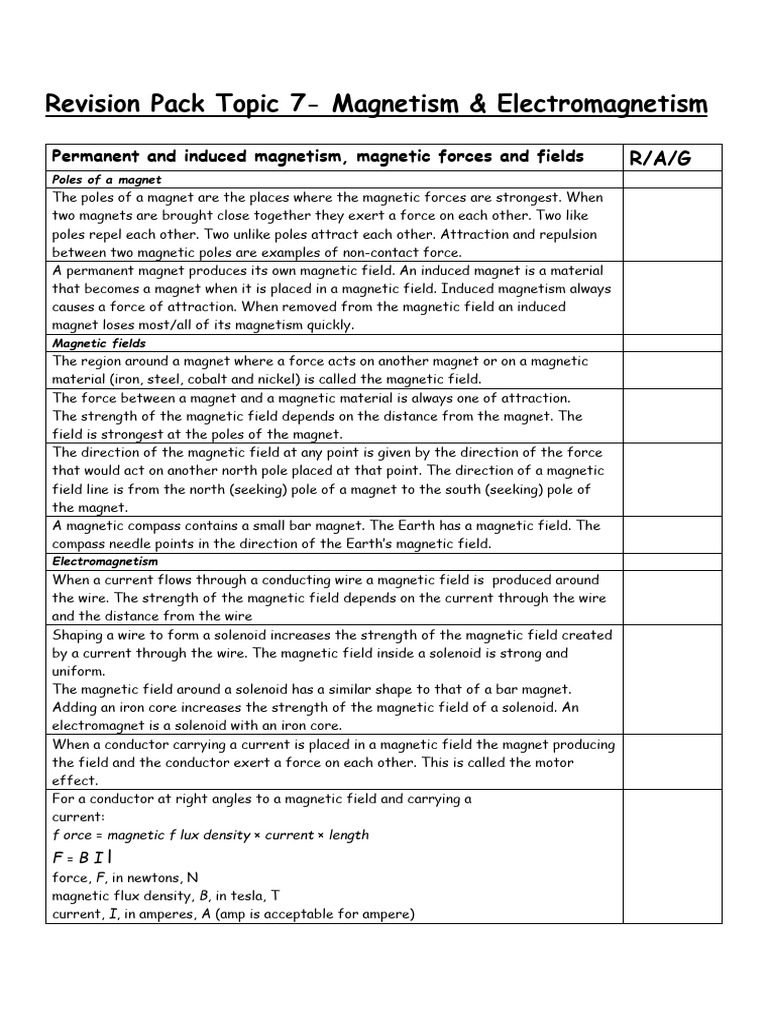 Magnetism and Electromagnetism Overview | PDF | Magnetic Field | Magnetism
