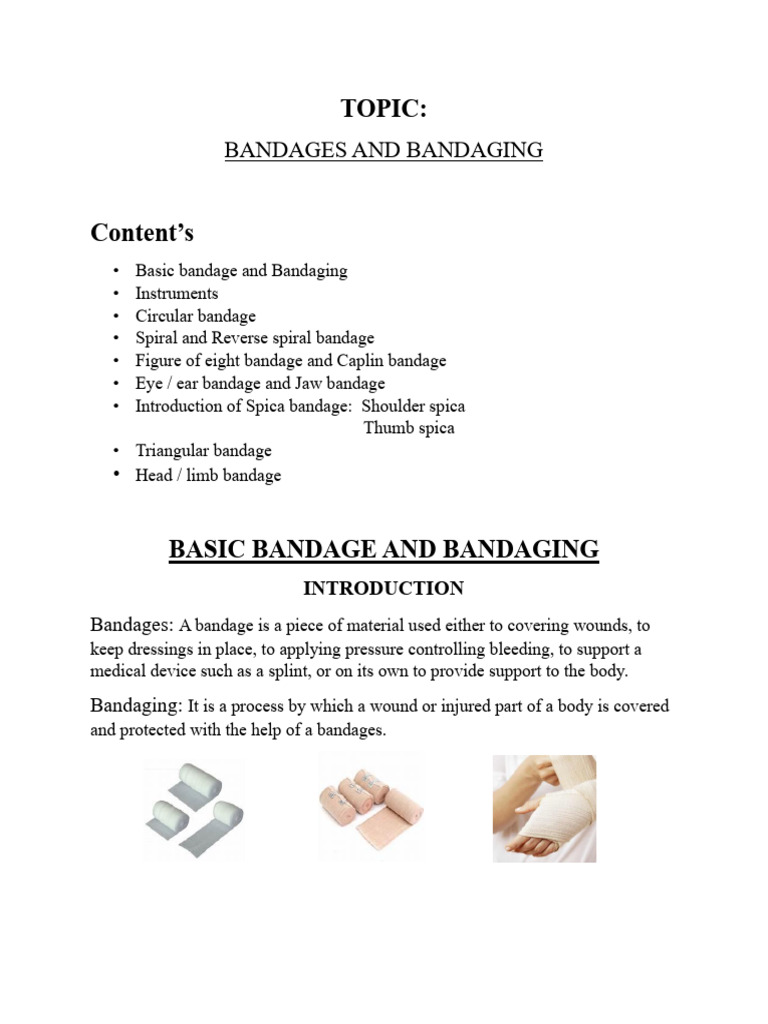 Comprehensive Guide to Bandaging Techniques | PDF