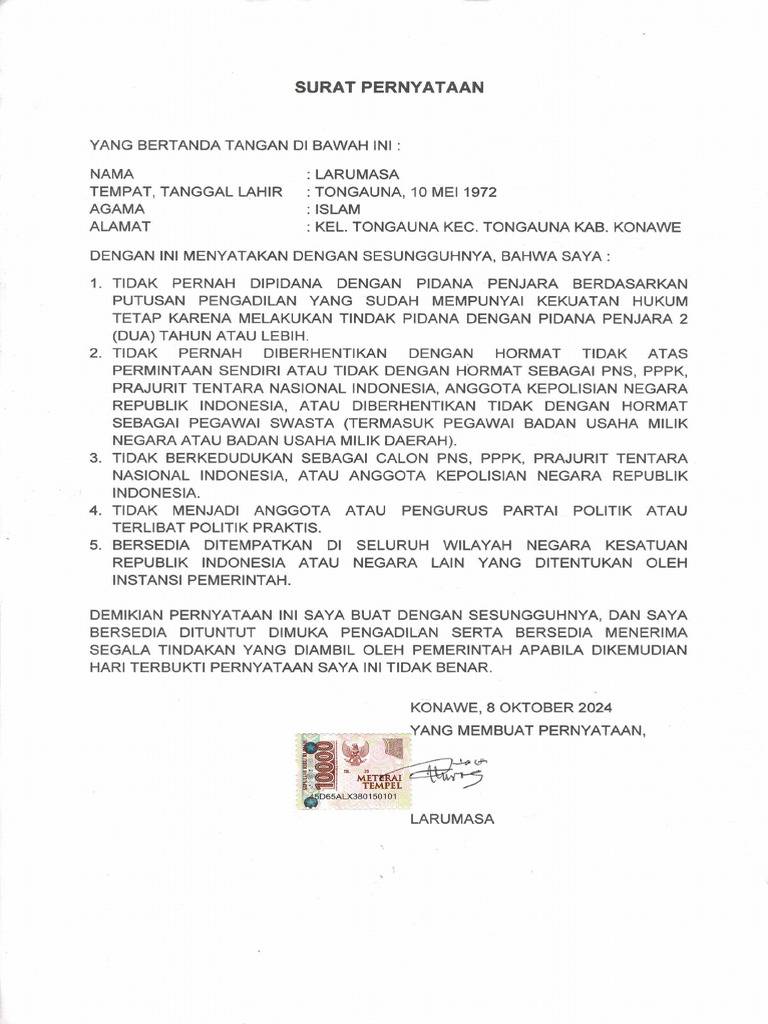 Surat Pernyataan Pdf