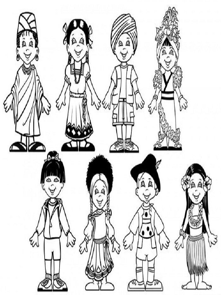 Dibujos Para Colorear Variedad de Culturas | PDF