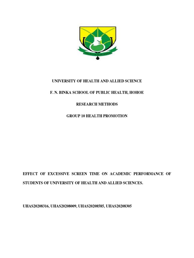 Screen Time's Impact on UHAS Students | PDF | Sleep | Statistics