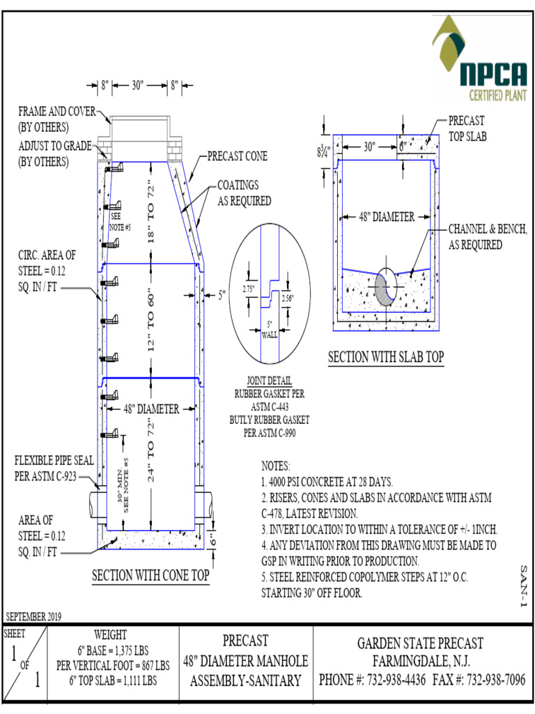 Curated visual reference: Commercial Architectural Manhole Design Practices Reference: 1 48 In Sanitary Manhole Pdf Precast Concrete