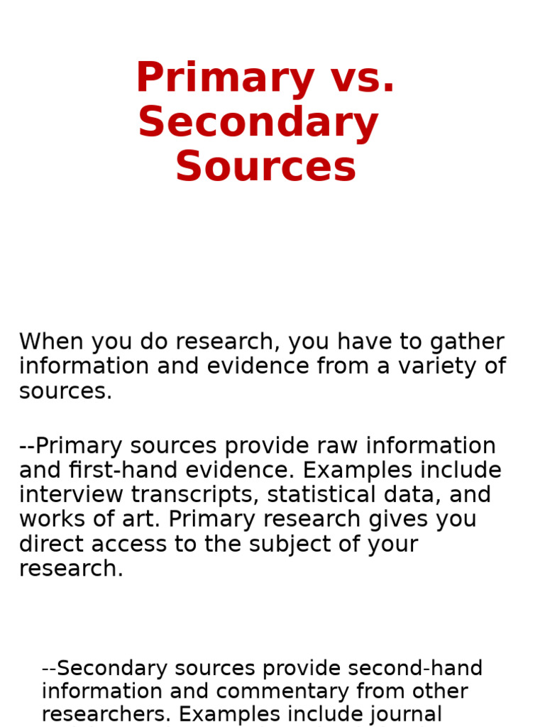 Primary vs. Secondary Sources Explained | PDF | Primary Sources | Essays