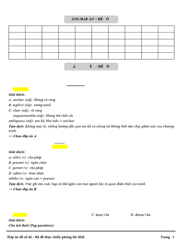 HDG de So 44 Mon Tieng Anh | PDF