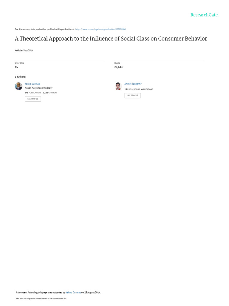 Social Class Impact on Consumer Behavior | PDF | Behavior | Consumer ...