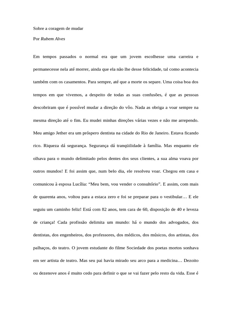 Texto Sobre A Coragem de Mudar | PDF