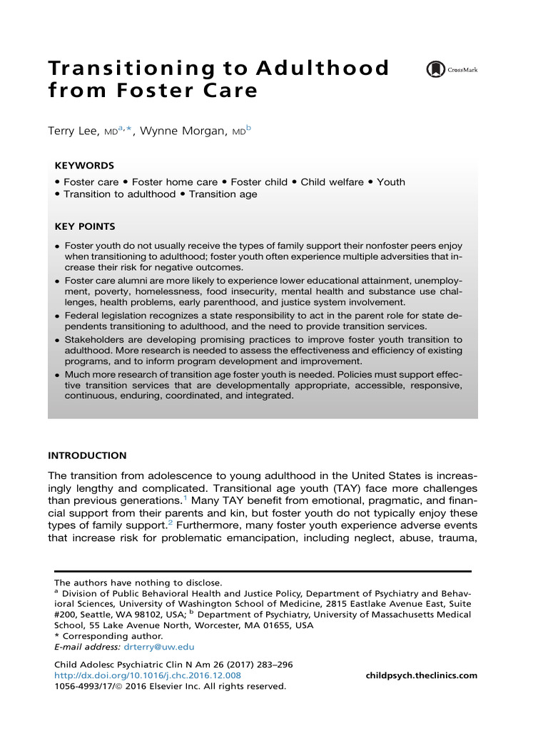 Transitioning To Adulthood From Foster Care | PDF | Foster Care ...