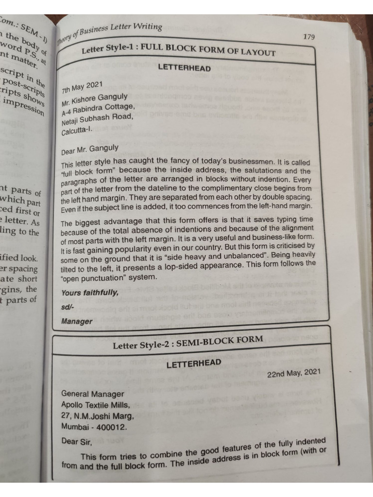 Layout of Letter & 7C's of Commerce | PDF