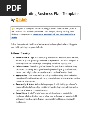 T Shirt Printing Business Plan Template by Qikink