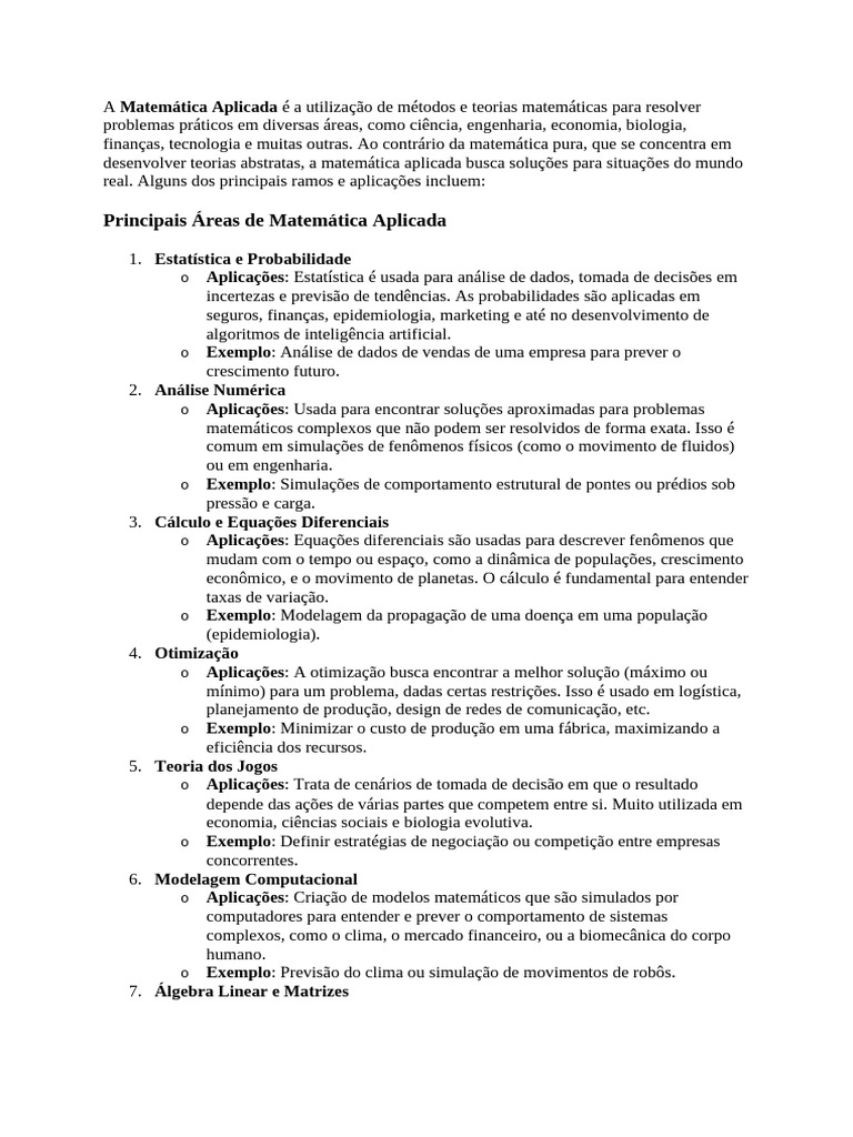 Matemática Aplicada | PDF | Matemática | Matemática aplicada