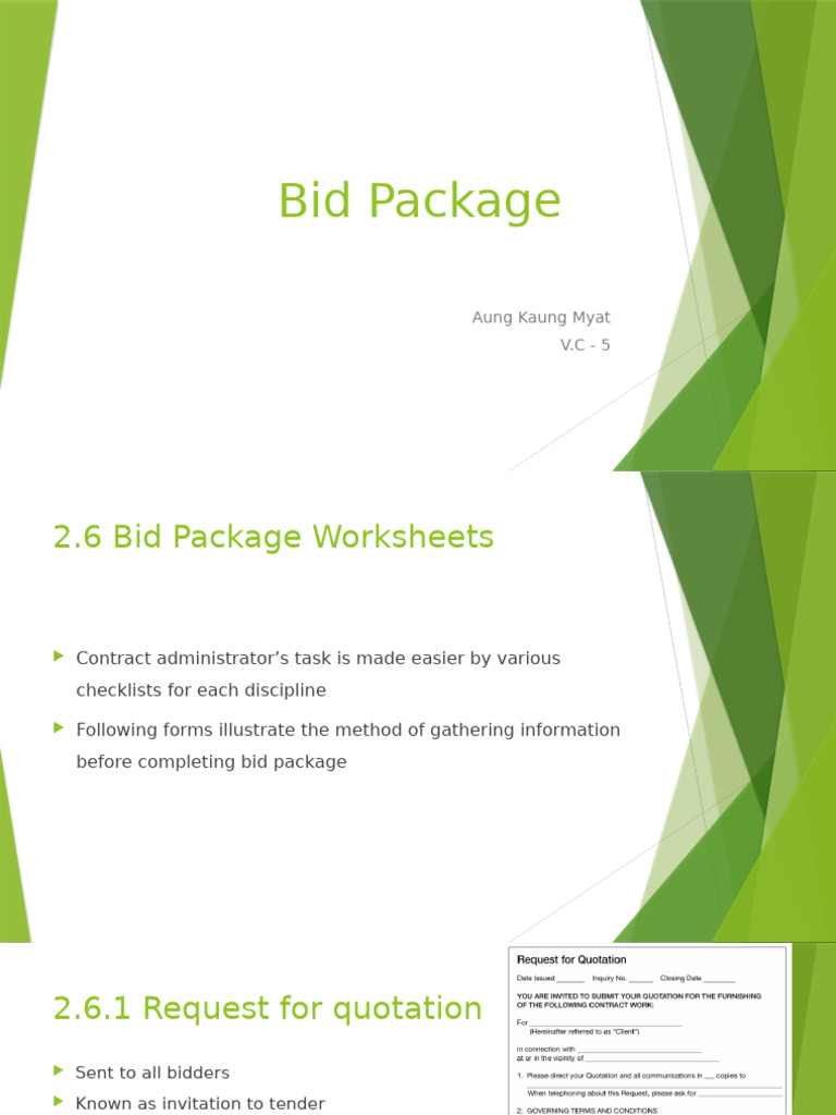 Bid Package Preparation Guidelines | PDF