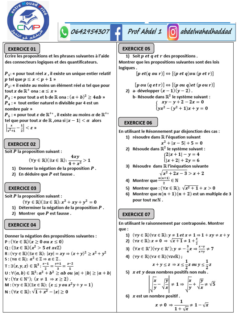 Connecteurs logiques et quantificateurs en mathématiques | PDF ...
