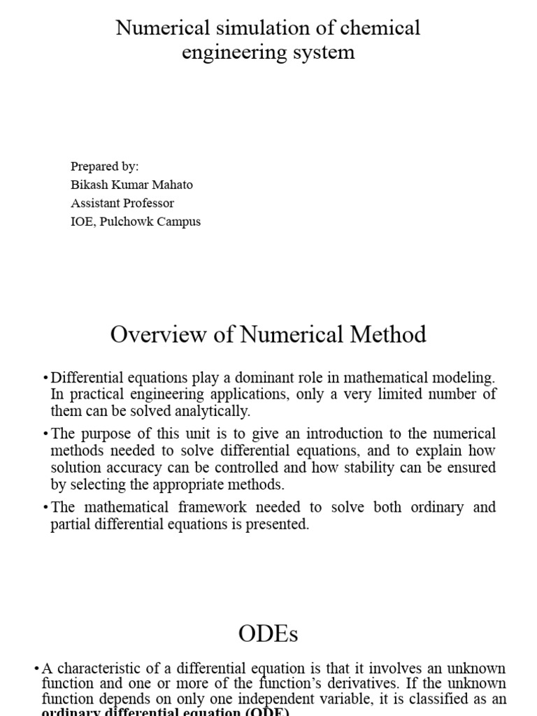 Numerical Simulation of Chemical Engineering System | PDF | Partial ...