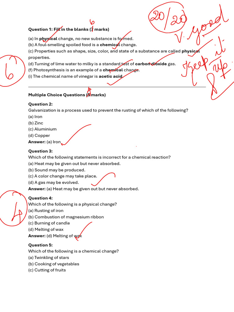 Physical vs. Chemical Changes Explained | PDF