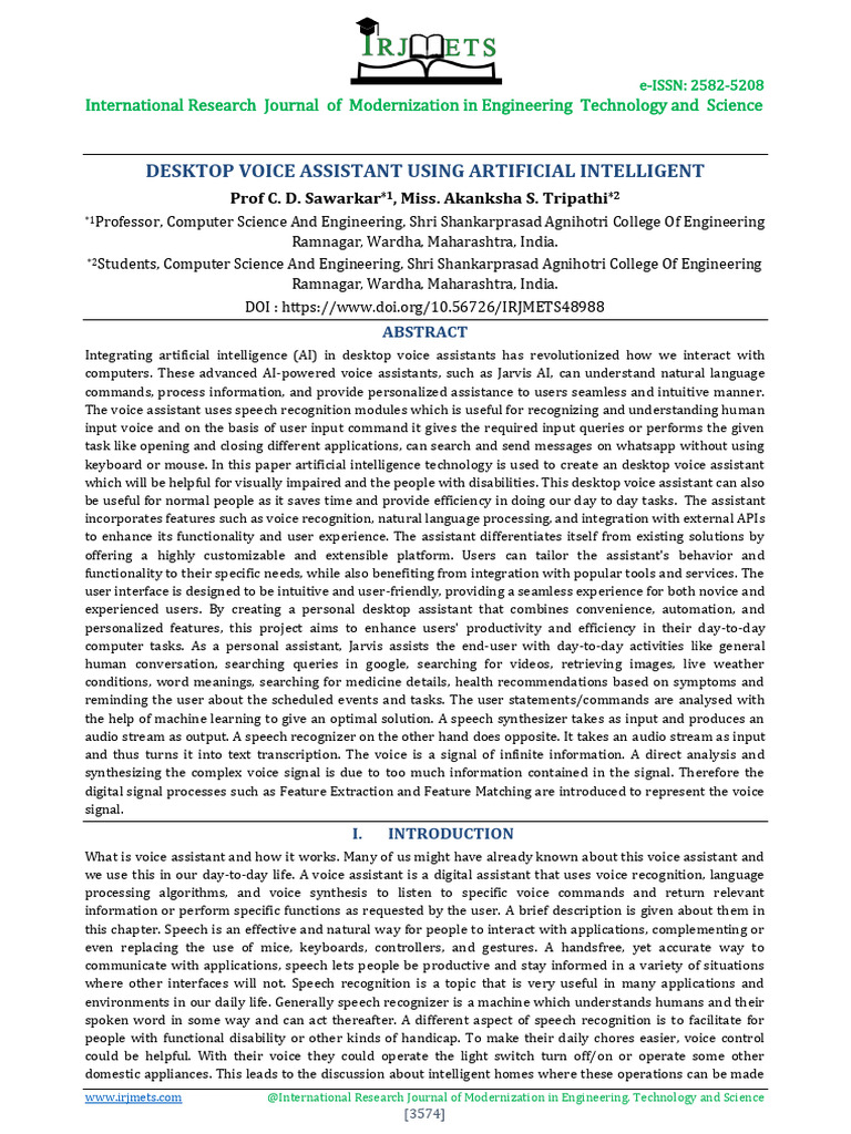 AI Desktop Voice Assistant Design | PDF | Speech Recognition ...