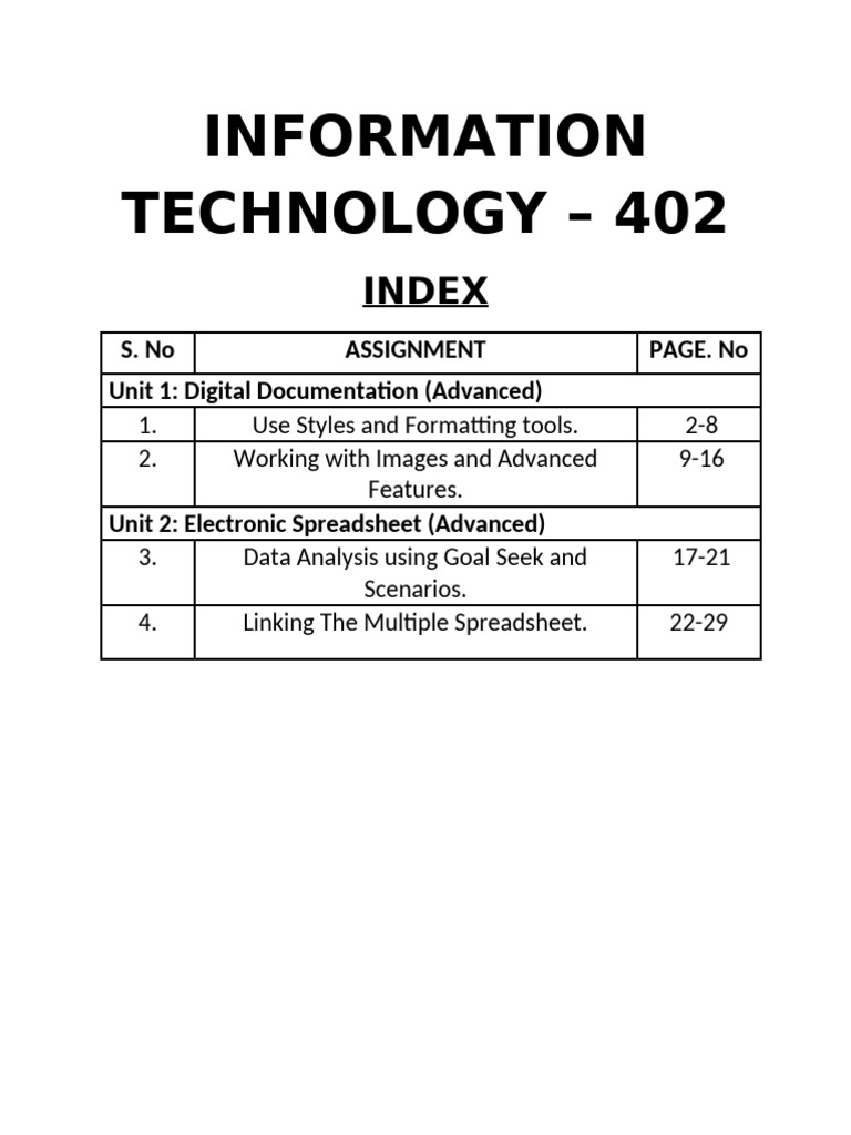 Advanced IT Assignments Guide | PDF | Spreadsheet | Computing