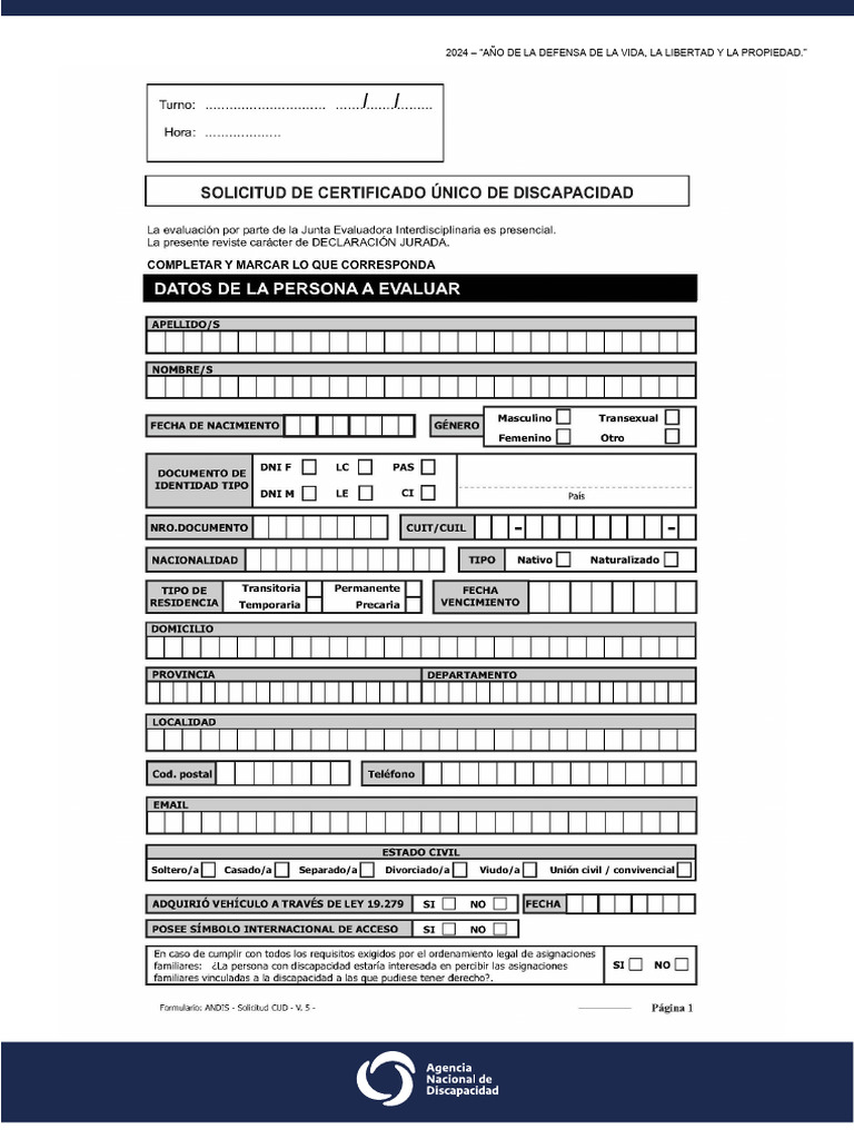 Planilla Solicitud Certificado Unico Discapacidad 1 PDF