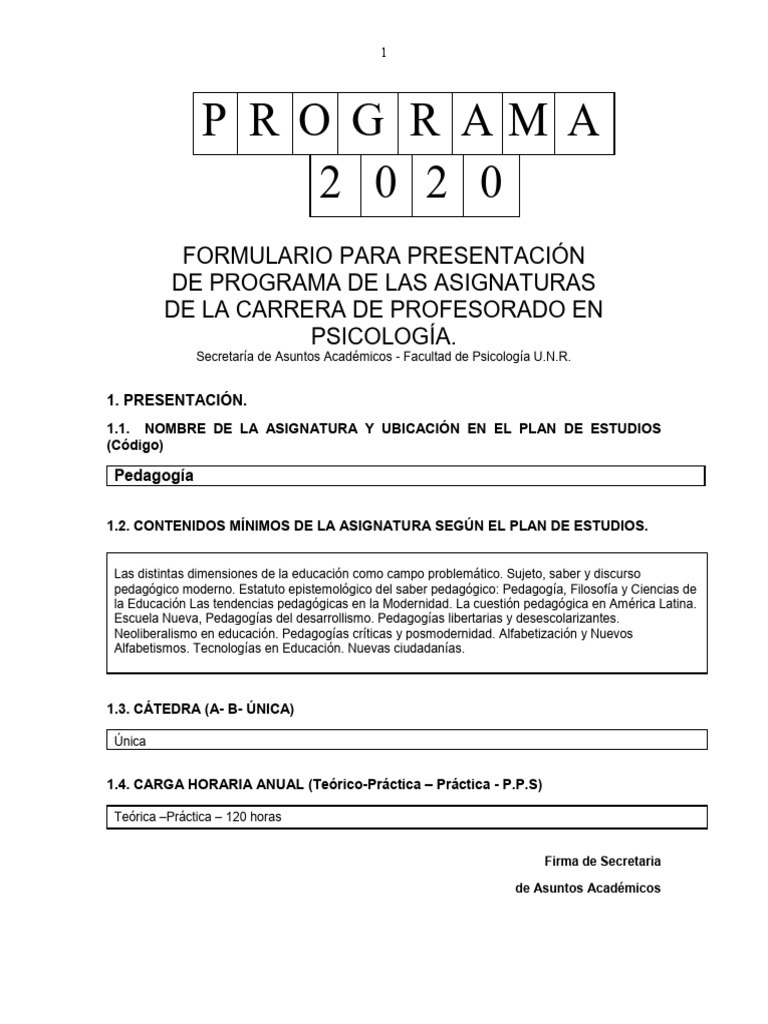 Programa de Pedagogía en Psicología | PDF | Pedagogía | Enseñando